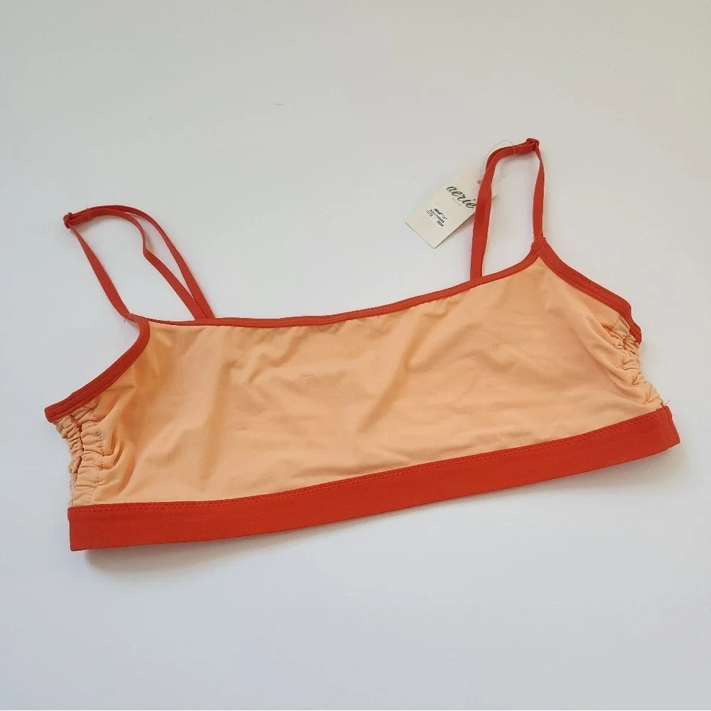 Aerie Orange Microfiber Cut Out Side Bralette Bra Size S‎ NWT